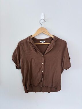Frank & Oak Brown Short-Sleeve Button-Down Shirt Women’s M